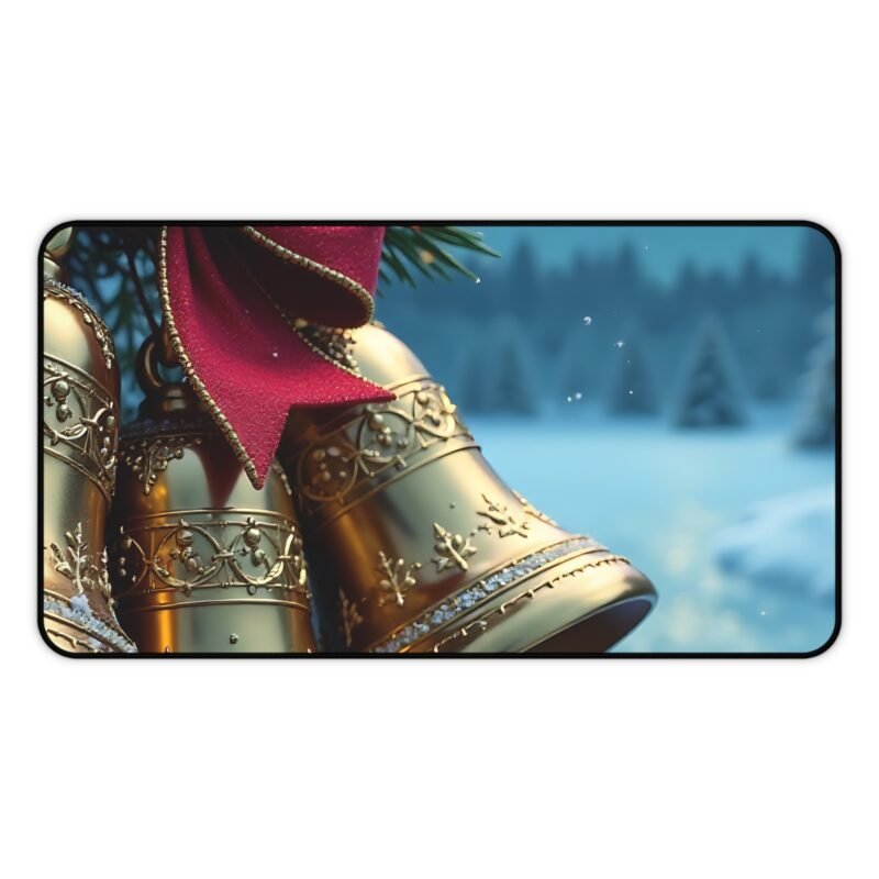 Festive Christmas Desk Mat with Snowy Scene and Holiday Bells - Image 5