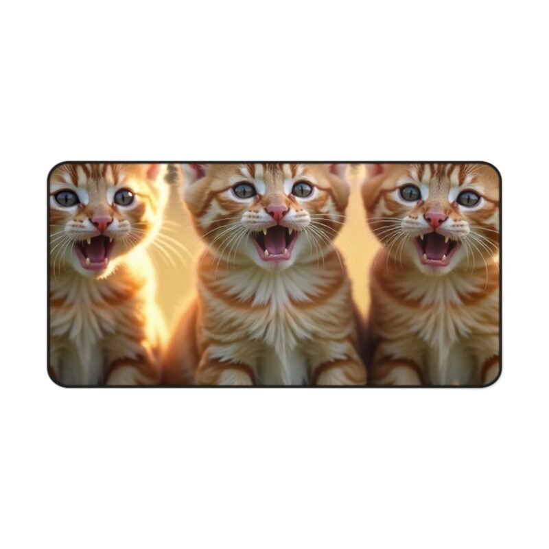 Cute Kitten Mouse Pad with Adorable Ginger Triplets in Sunlit Meadow - Image 9