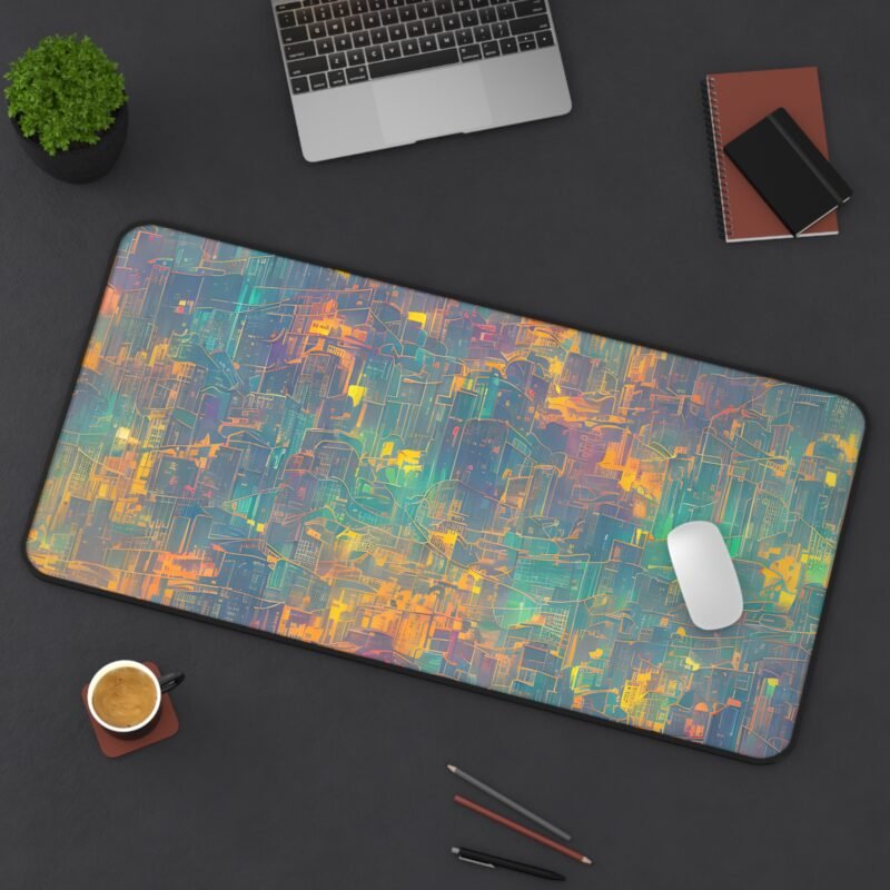 Neon City Desk Mat – Futuristic Urban Design with Vibrant Neon Colors for Inspirational Workspaces - Image 12