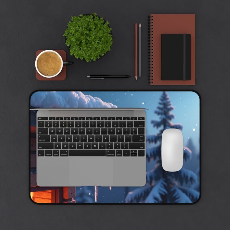 Winter Desk Mat with Cozy Cabin Design and Snowy Wonderland Aesthetic - Image 3