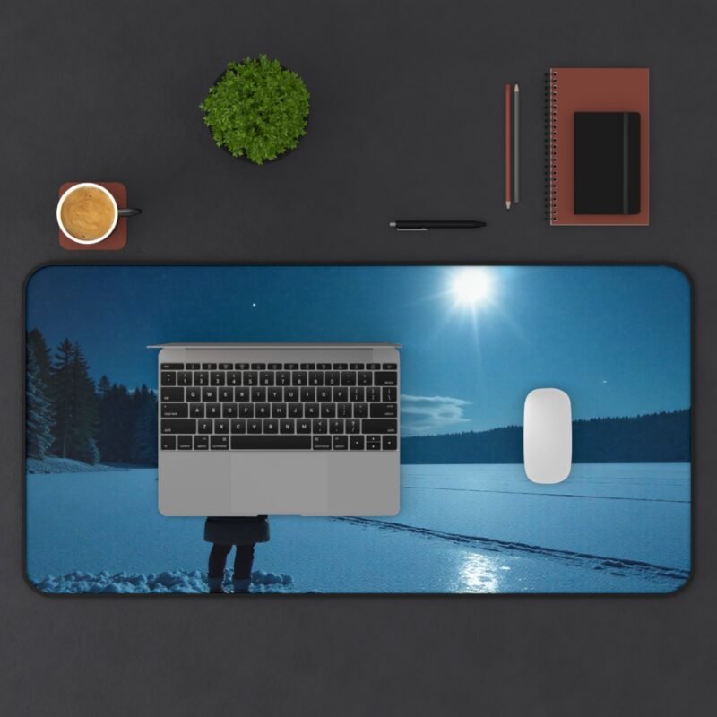 Winter Desk Mat with Moonlit Snowy Landscape for a Serene Workspace - Image 11