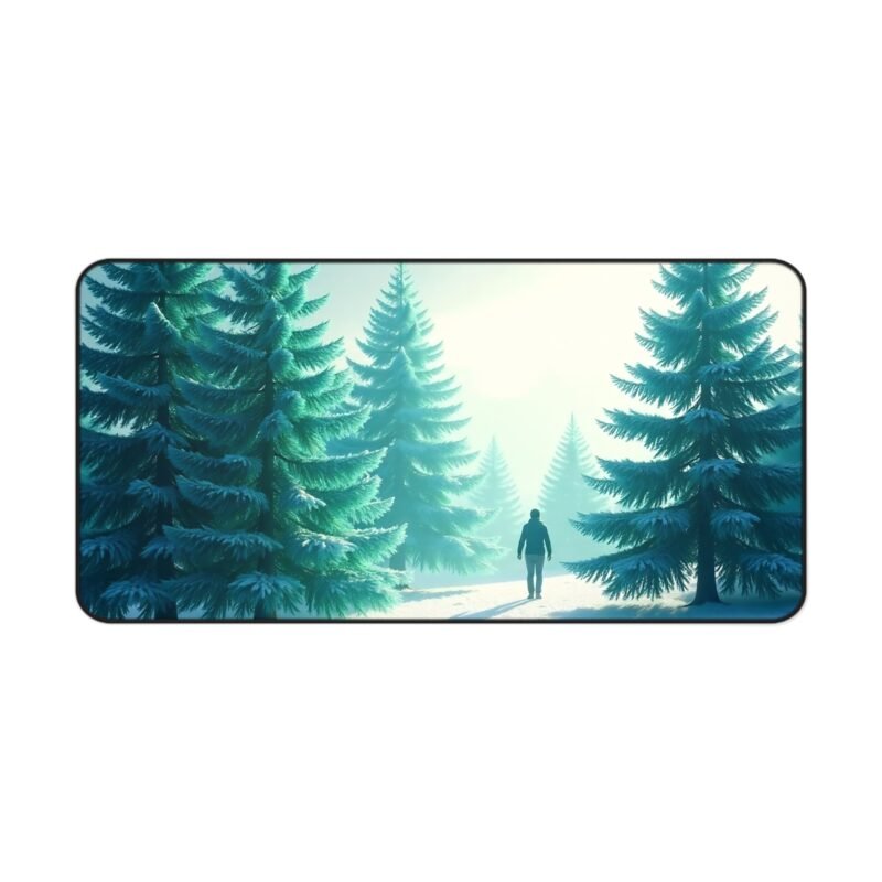 Tranquil Winter Desk Mat with Frosted Evergreen Design for a Calming Workspace - Image 9