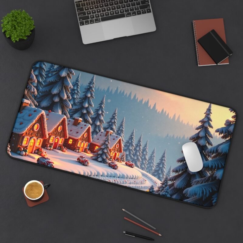 Winter Desk Mat with Cozy Snowy Village Design for Festive Workspace Comfort - Image 12