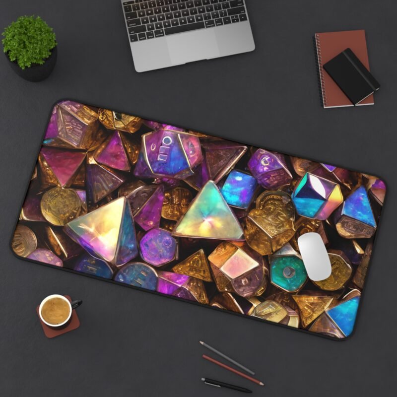 DND Desk Mat with Iridescent Polyhedral Dice Design for Gamers and Tabletop Adventures - Image 12