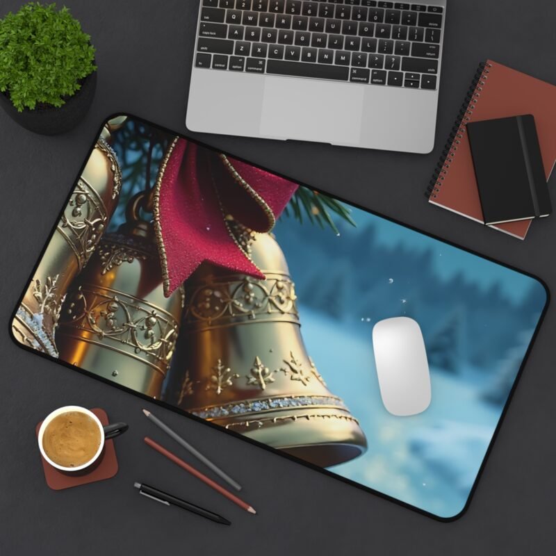 Festive Christmas Desk Mat with Snowy Scene and Holiday Bells - Image 8