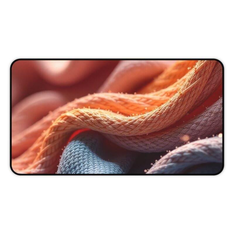 Coral and Blue Woven Desk Mat for Stylish and Productive Workspaces - Image 5
