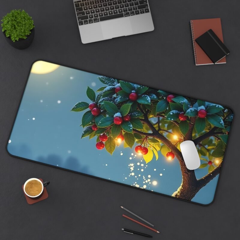 Winter Desk Mat with Festive Birds and Snowy Night Design - Image 12