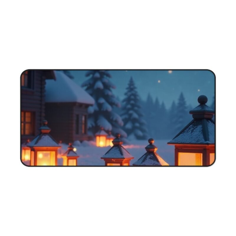 Winter Desk Mat with Cozy Snowscape and Lantern Glow for Tranquil Workspaces - Image 9