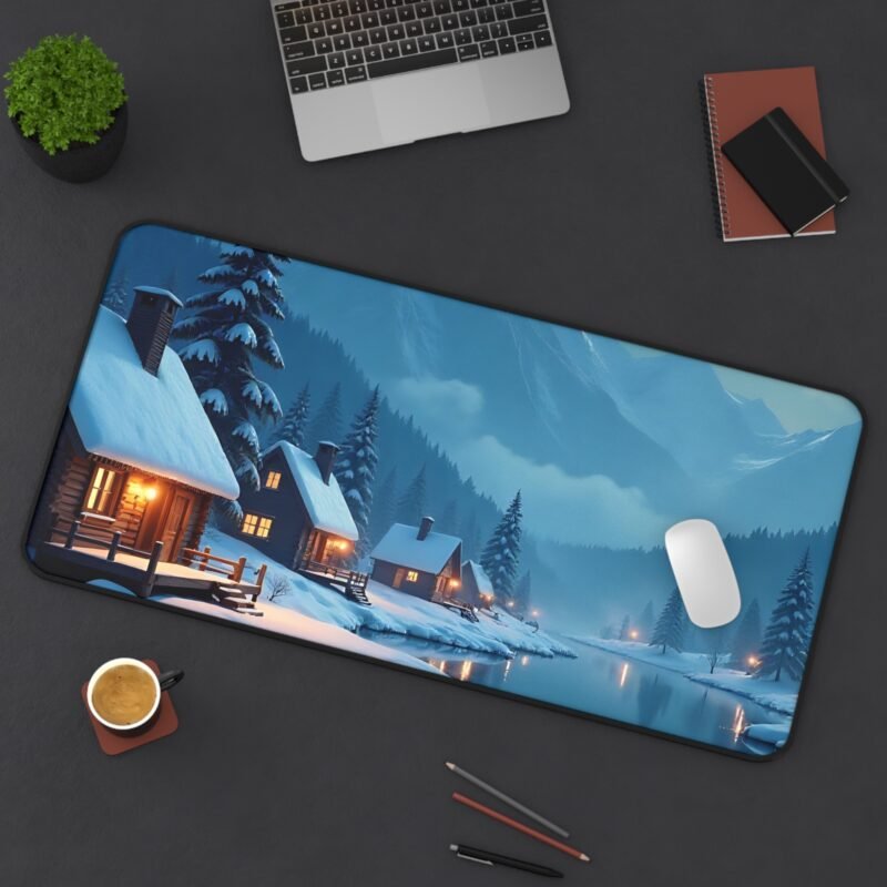Winter Desk Pad with Serene Snowy Landscape for a Cozy Workspace - Image 12