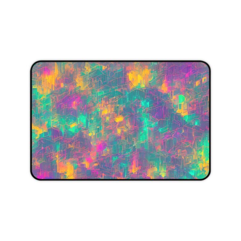 Cyberpunk Mouse Pad with Neon Cityscape - Vibrant Futuristic Desk Accessory for Gamers and Creatives