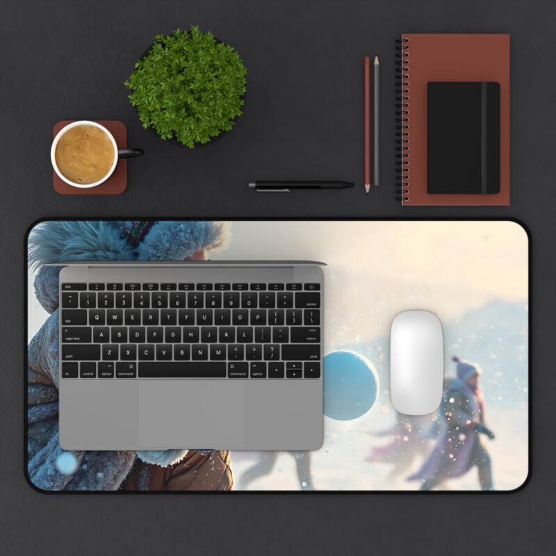 Winter Desk Mat with Snowball Fight Design for a Cozy and Inspiring Workspace - Image 7