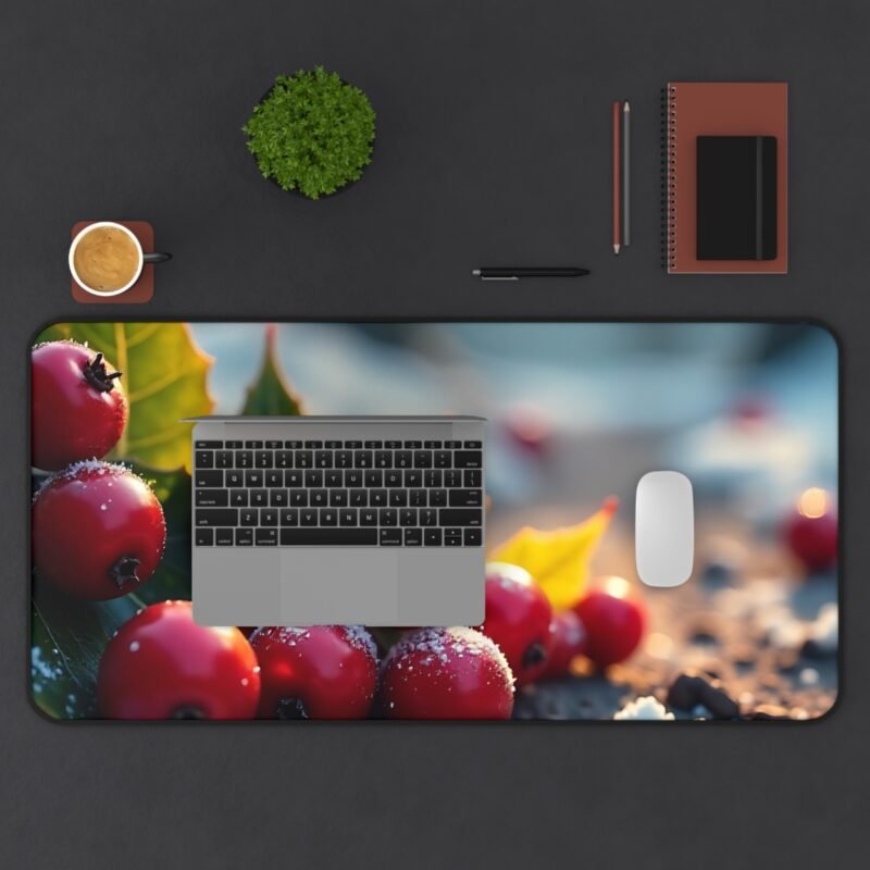 Winter Desk Mat with Holly Berry and Snowy Greenery Design - Image 11