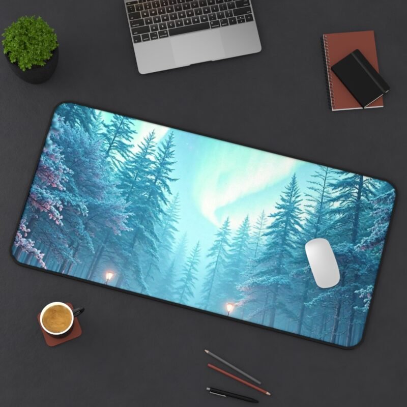 Northern Lights Desk Mat Frosted Forest Design for Dreamers and Nature Lovers - Image 12