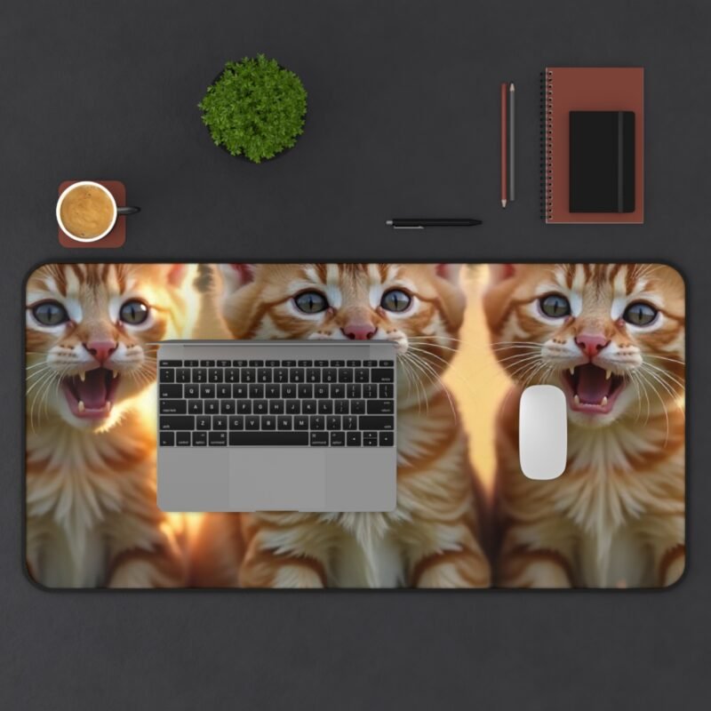 Cute Kitten Mouse Pad with Adorable Ginger Triplets in Sunlit Meadow - Image 11