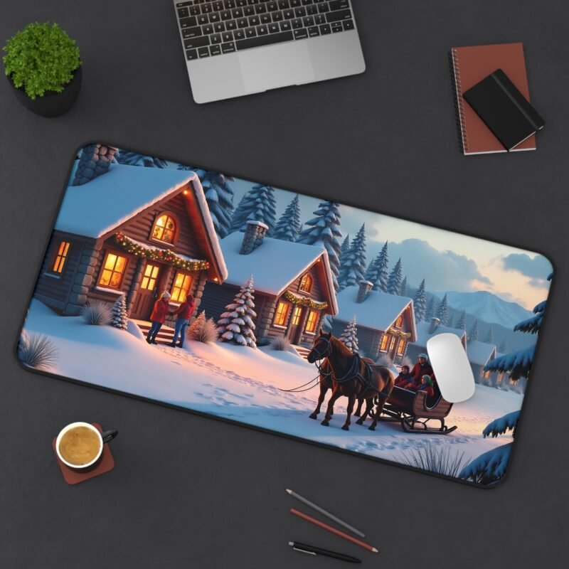 Winter Desk Mat with Enchanting Village Scene for Cozy Holiday Vibes - Image 12
