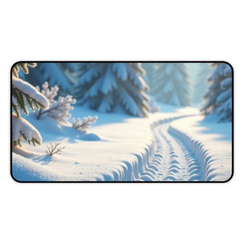 Winter Desk Mat with Serene Snowy Forest Sunrise Design for a Tranquil Workspace - Image 5