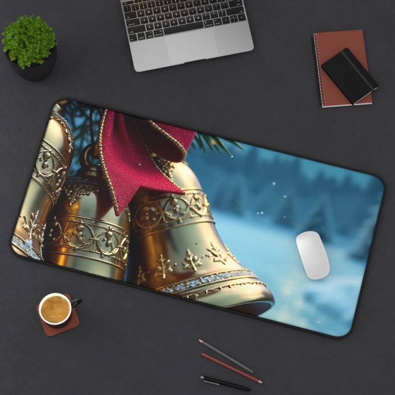 Festive Christmas Desk Mat with Snowy Scene and Holiday Bells - Image 12