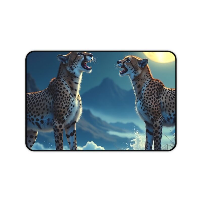 Cheetah Desk Mat with Full Moon Design for Bold and Inspiring Workspaces