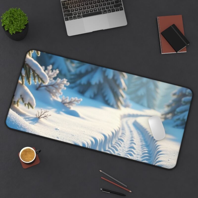 Winter Desk Mat with Serene Snowy Forest Sunrise Design for a Tranquil Workspace - Image 12