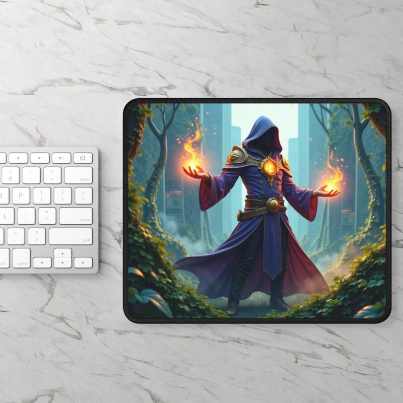 Fantasy Gaming Mouse Pad with Enchanted Forest Design and Arcane Mage Artwork - Image 2