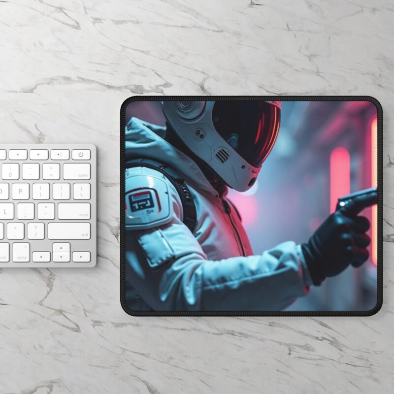 Sci-Fi Gaming Mouse Pad with Futuristic Astronaut and Neon Galaxy Design - Image 2