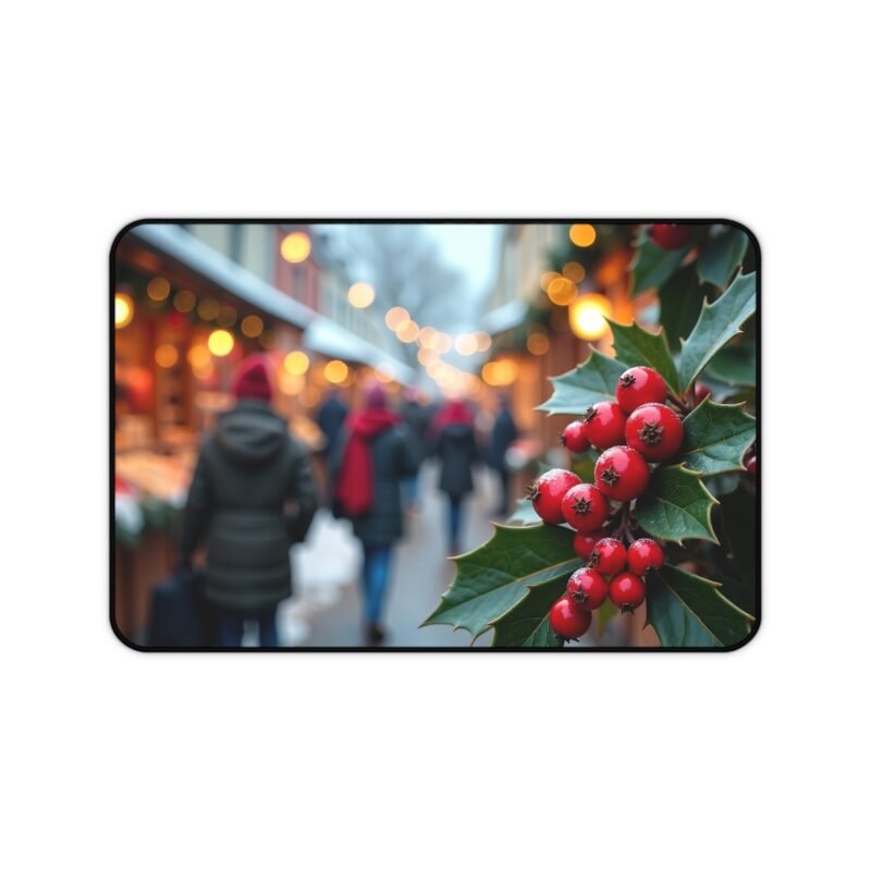 Festive Christmas Desk Mat with Holiday Market Design for a Cheerful Workspace