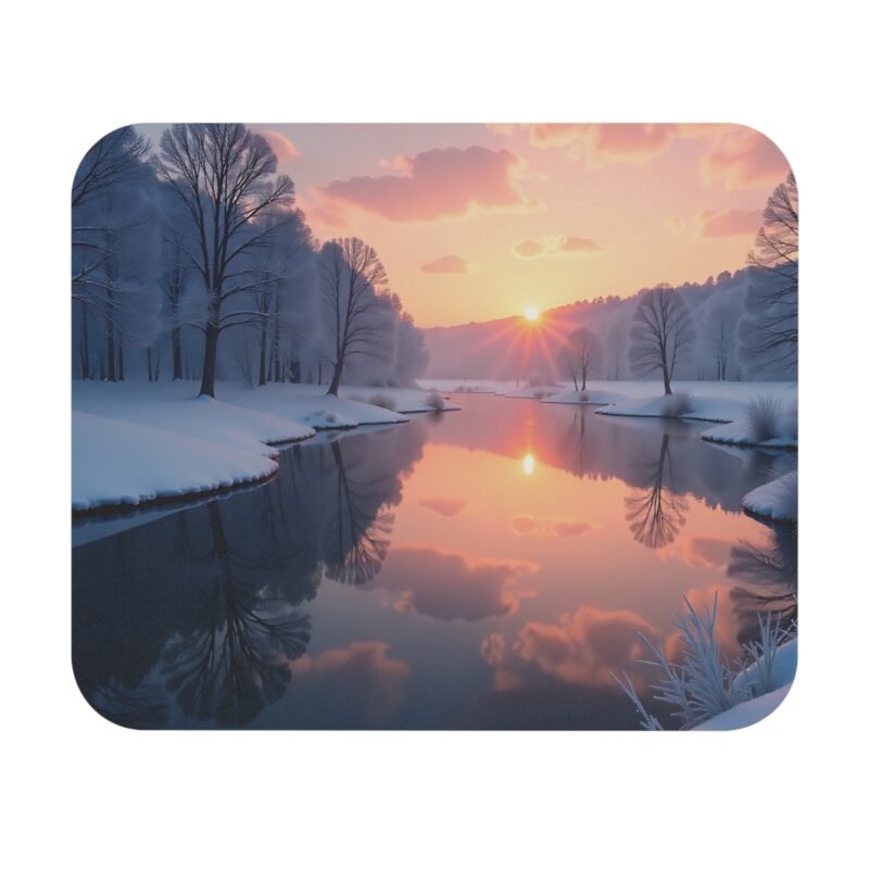 Winter Nature Desk Mat with Tranquil Snowy Landscape for a Serene Workspace