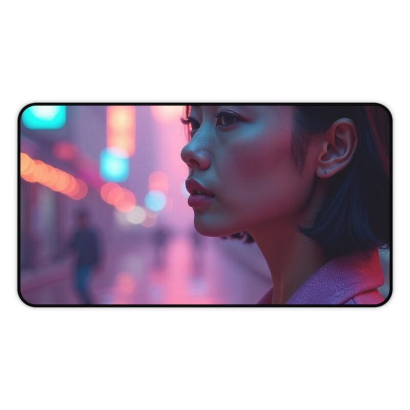 Cyberpunk Desk Mat Futuristic Neon Cityscape for Gaming and Workspaces - Image 5