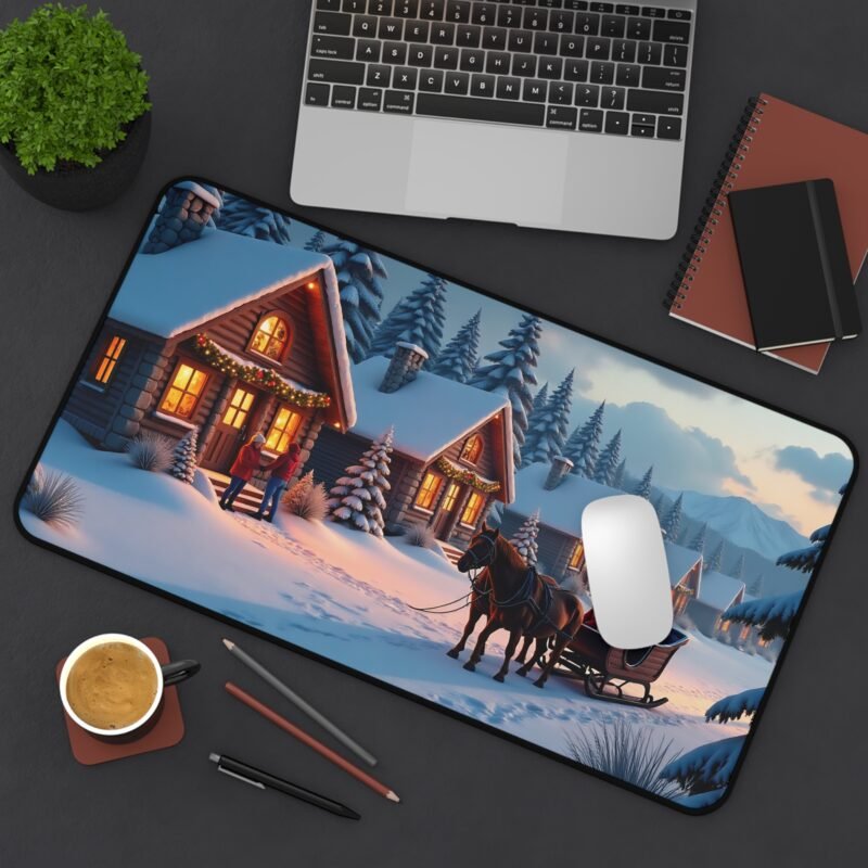 Winter Desk Mat with Enchanting Village Scene for Cozy Holiday Vibes - Image 8
