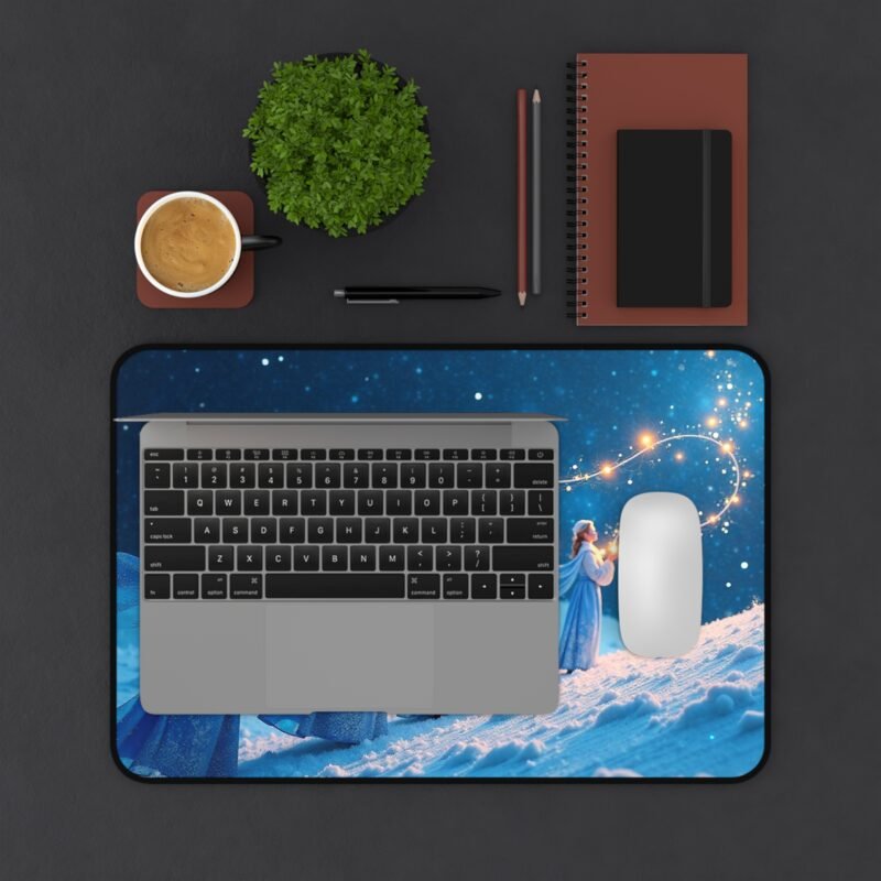 Mystical Winter Desk Mat with Celestial Design and Snowy Night Glow - Image 3