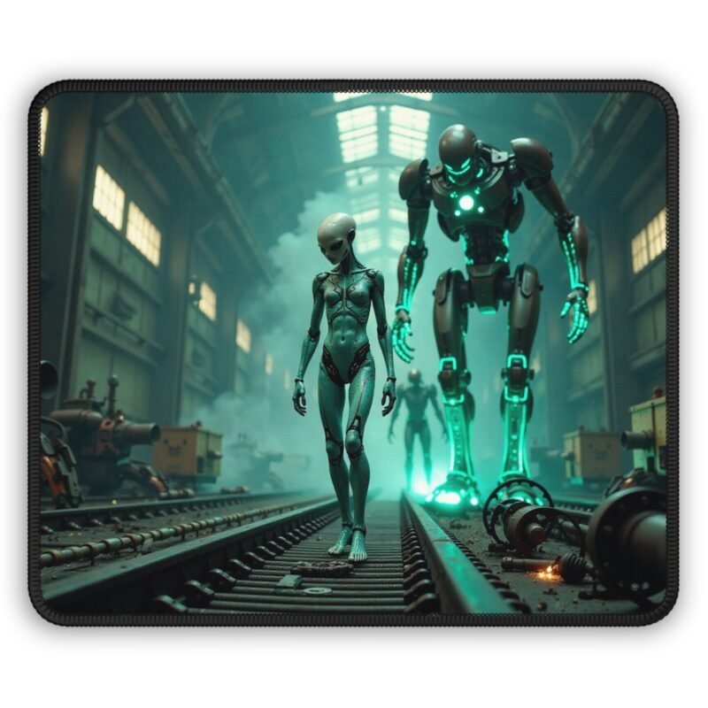 Futuristic Gaming Mouse Pad with Cybernetic Robot Design for Precision and Style