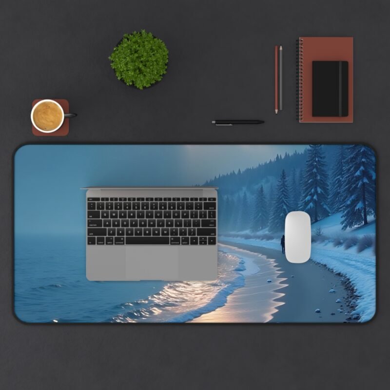 Winter Desk Mat with Moonlit Snowy Beach Scene for Office and Home - Image 11