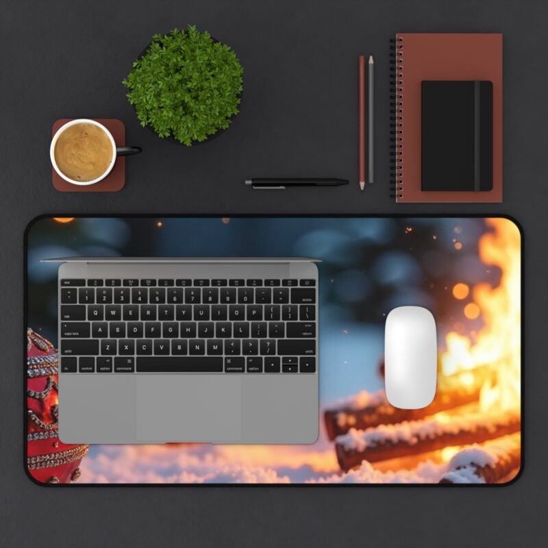 Festive Christmas Desk Mat with Cozy Winter Scene and Holiday Charm - Image 7