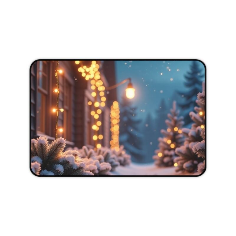 Christmas Desk Mat with Festive Winter Wonderland Design for Holiday Cheer