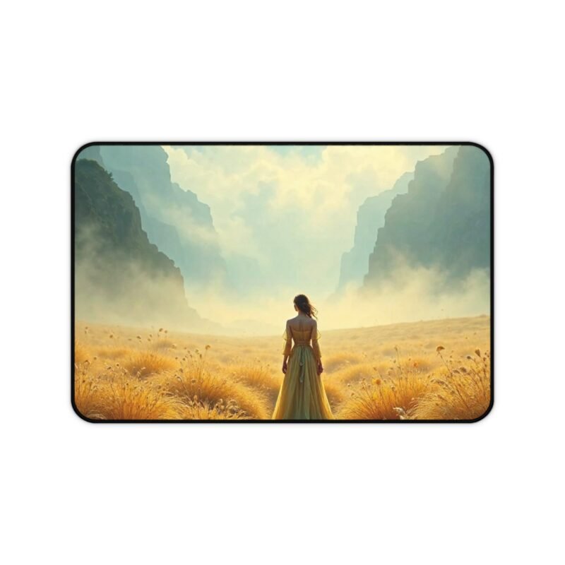 Fantasy Desk Mat with Mystical Moonlit Valley Design for Dreamy Workspaces