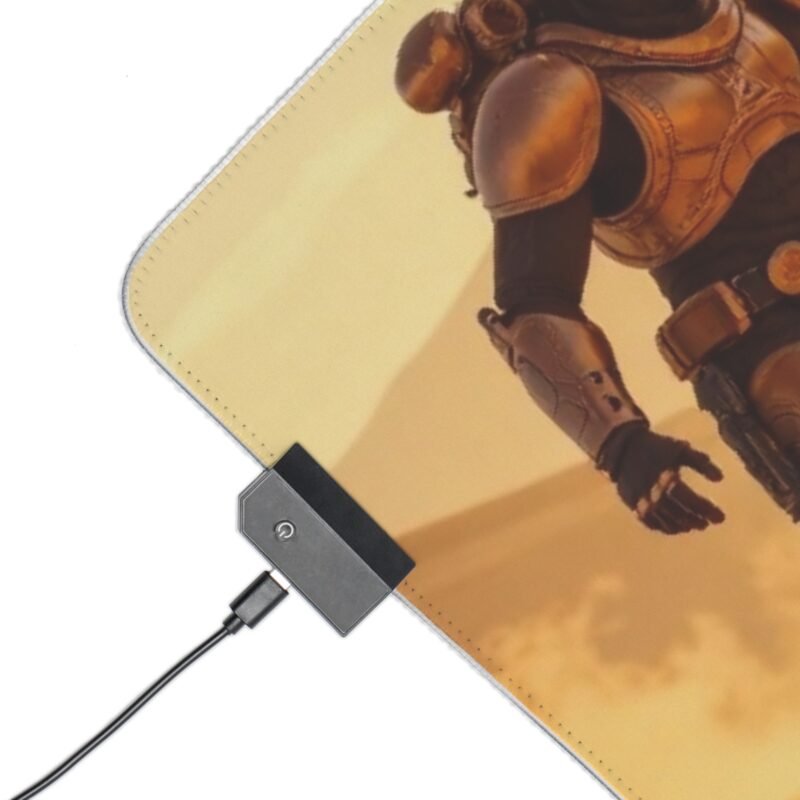 Gaming Mouse Pad Sci-Fi Design with Heroic Armored Figure and Immersive Desert Scene - Image 11