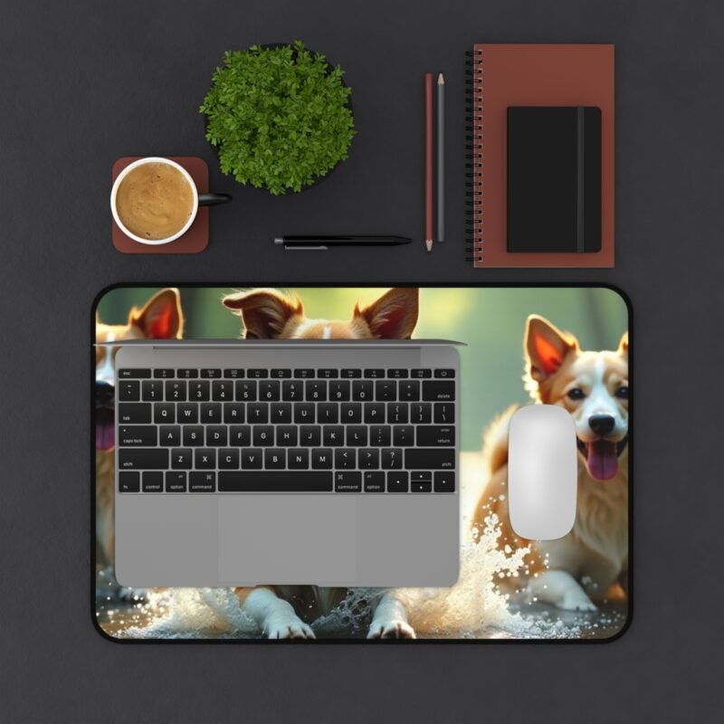 Corgi Desk Mat with Forest Stream Design for Vibrant and Playful Workspaces - Image 3