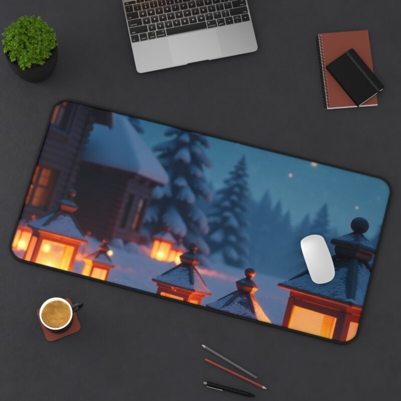 Winter Desk Mat with Cozy Snowscape and Lantern Glow for Tranquil Workspaces - Image 12