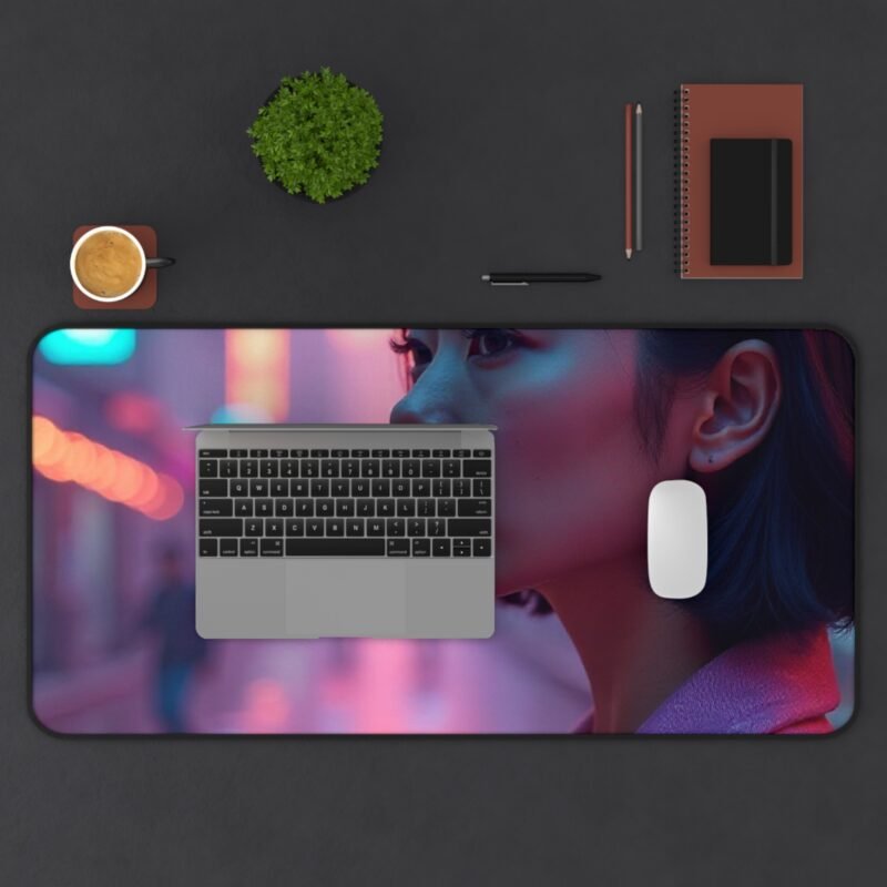 Cyberpunk Desk Mat Futuristic Neon Cityscape for Gaming and Workspaces - Image 11