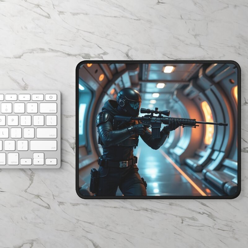 Sci-Fi Gaming Mouse Pad with Futuristic Soldier Design for Immersive Gameplay - Image 2