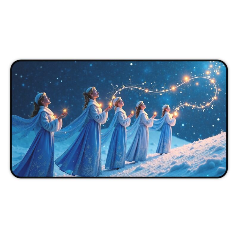 Mystical Winter Desk Mat with Celestial Design and Snowy Night Glow - Image 5