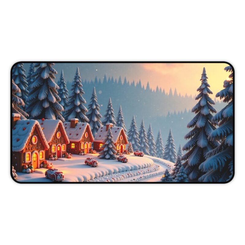 Winter Desk Mat with Cozy Snowy Village Design for Festive Workspace Comfort - Image 5