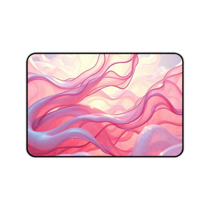 Aesthetic Desk Mat with Ethereal Pinks and Iridescent Blues for a Dreamy Workspace