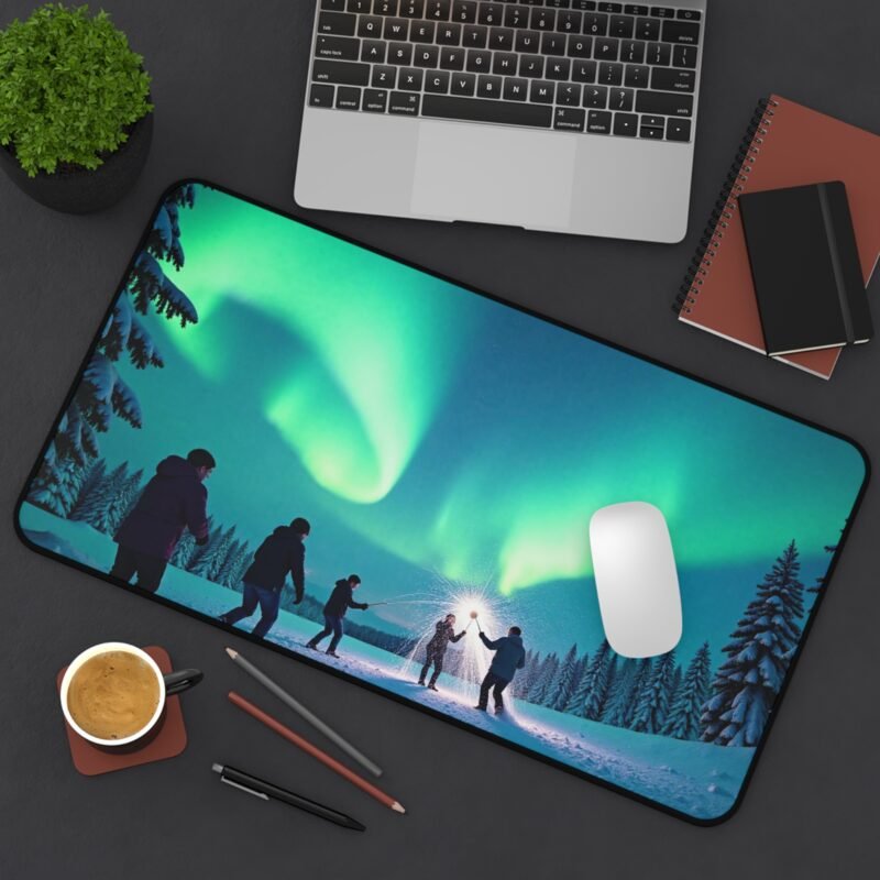 Northern Lights Desk Mat with Aurora Forest Design for Office Inspiration - Image 8