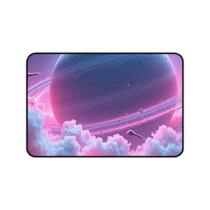 Galaxy Desk Mat for Gamers and Sci-Fi Lovers – Vibrant Cosmic Design with Gas Giant and Spacecraft