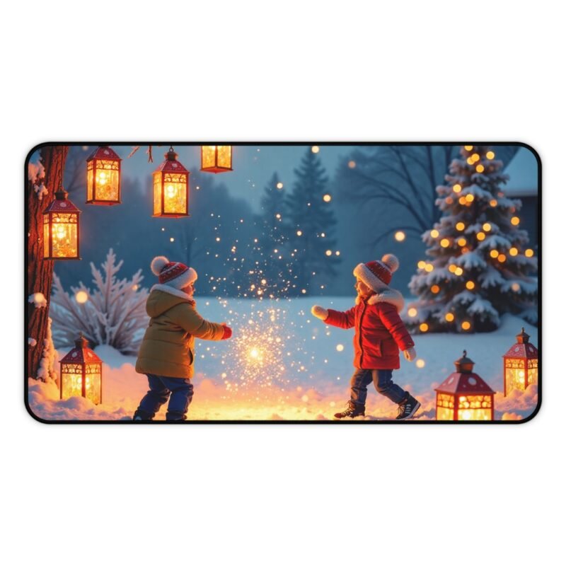 Festive Christmas Desk Mat with Winter Wonderland Scene and Holiday Cheer - Image 5