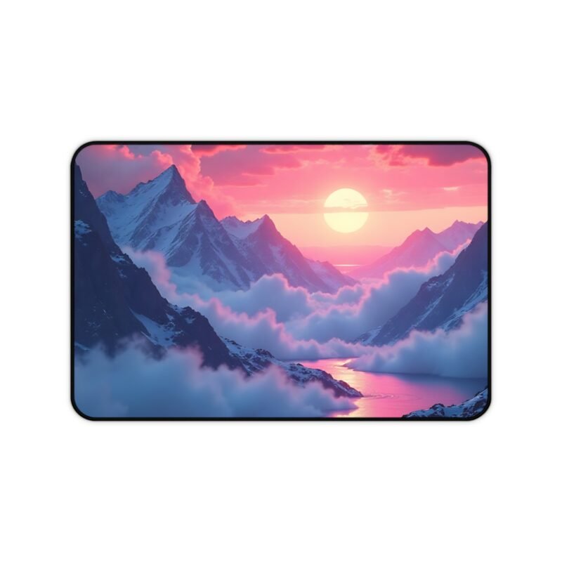 Mountain Desk Mat with Majestic Sunset Design for Serene Workspace