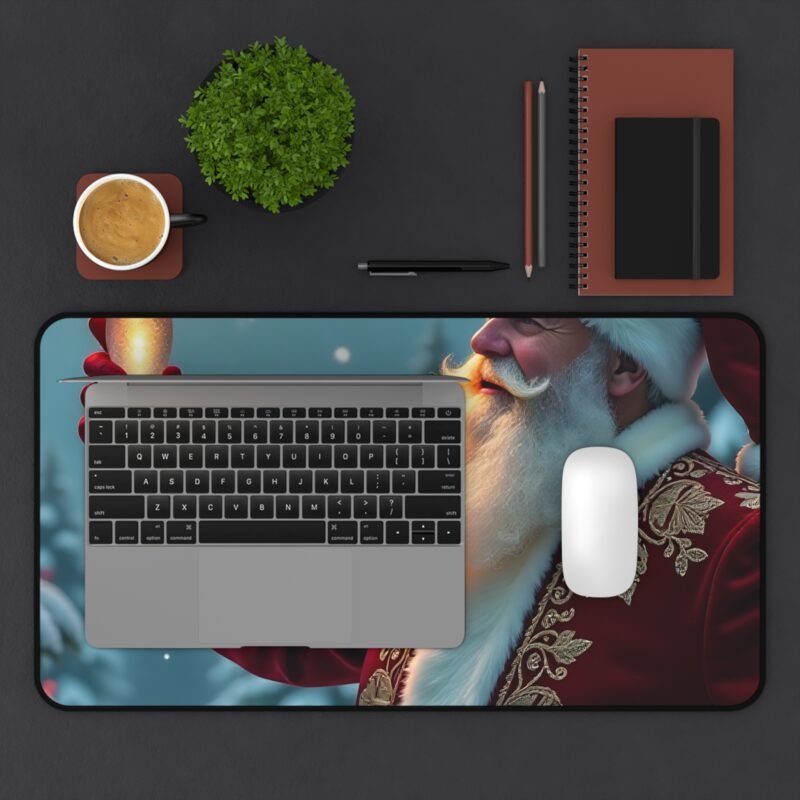 Festive Christmas Desk Mat with Santa Claus and Full Moon Design - Image 7