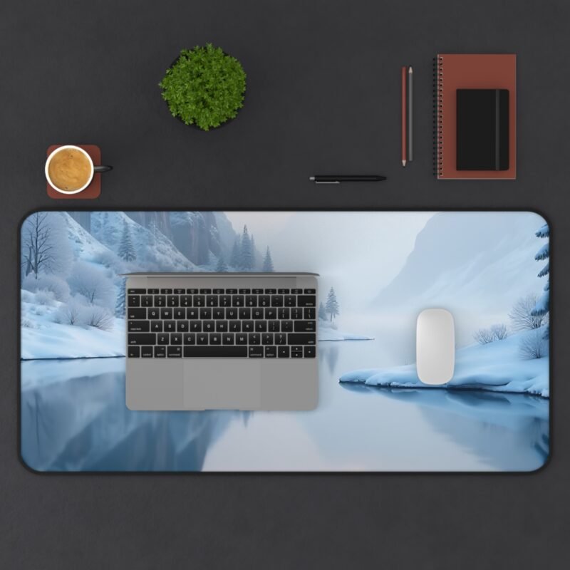 Winter Nature-Themed Desk Mat with Snowy Mountain Reflection for a Serene Workspace - Image 11