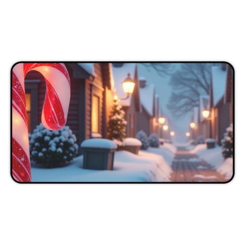 Winter Wonderland Christmas Desk Mat with Festive Candy Cane Design - Image 5
